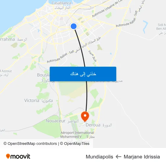 Marjane Idrissia to Mundiapolis map