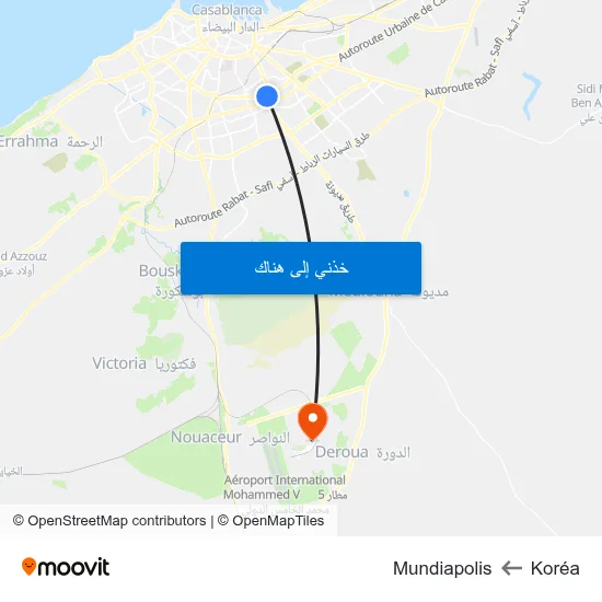 Koréa to Mundiapolis map