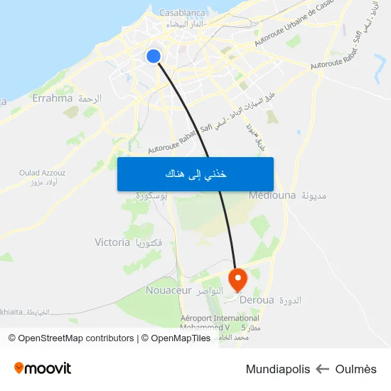 Oulmès to Mundiapolis map