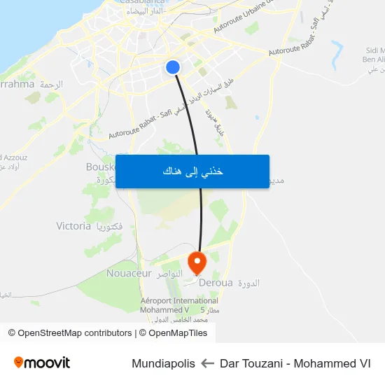 Dar Touzani - Mohammed VI to Mundiapolis map