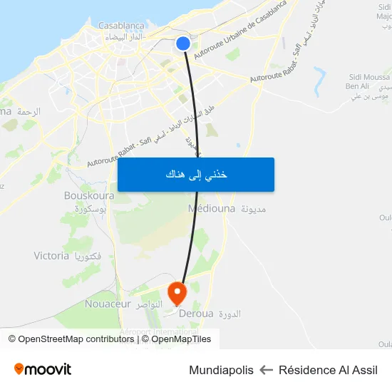 Résidence Al Assil to Mundiapolis map