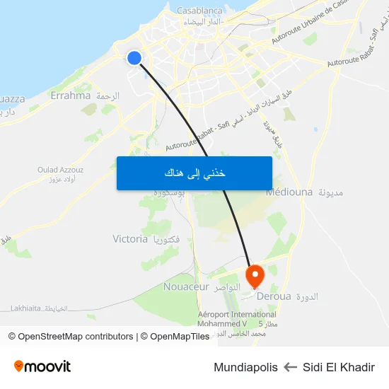 Sidi El Khadir to Mundiapolis map