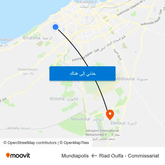 Riad Oulfa - Commissariat to Mundiapolis map