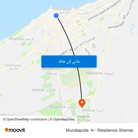 Résidence Shemsi to Mundiapolis map