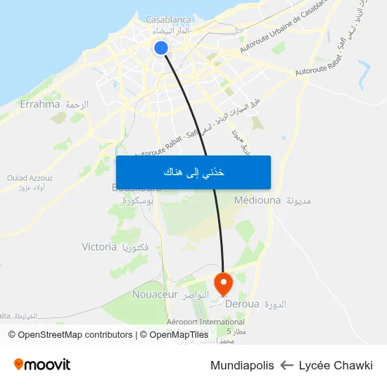Lycée Chawki to Mundiapolis map