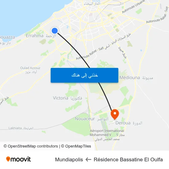 Résidence Bassatine El Oulfa to Mundiapolis map
