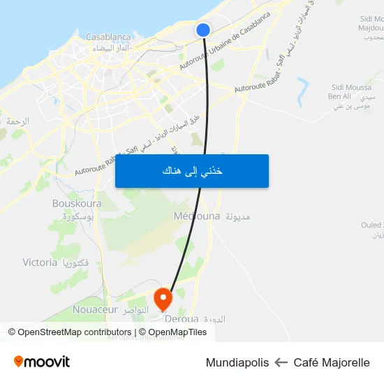 Café Majorelle to Mundiapolis map