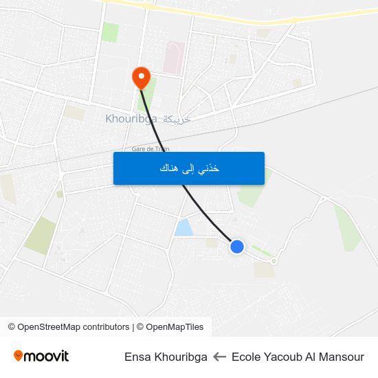 Ecole Yacoub Al Mansour to Ensa Khouribga map