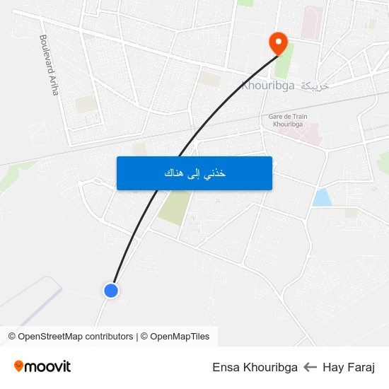Hay Faraj to Ensa Khouribga map