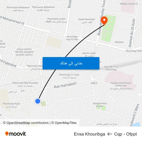Cqp - Ofppt to Ensa Khouribga map