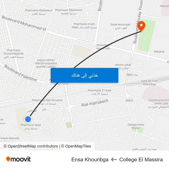 College El Massira to Ensa Khouribga map