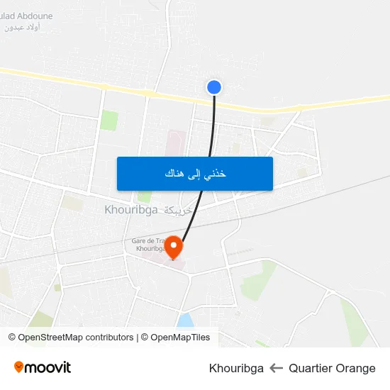 Quartier Orange to Khouribga map