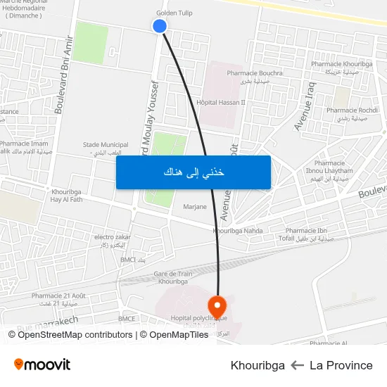 La Province to Khouribga map