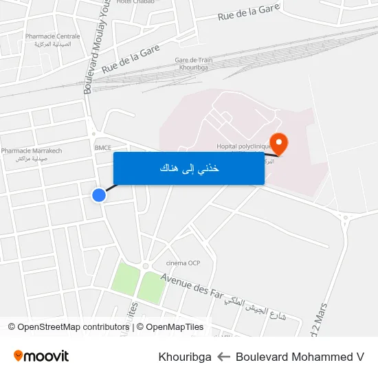 Boulevard Mohammed V to Khouribga map