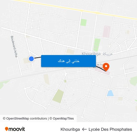 Lycée Des Phosphates to Khouribga map