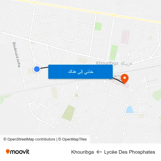 Lycée Des Phosphates to Khouribga map