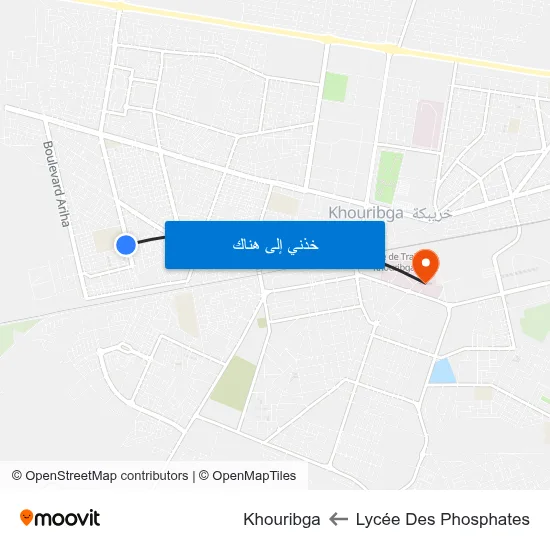 Lycée Des Phosphates to Khouribga map