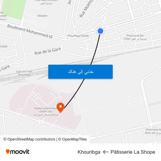 Pâtisserie La Shope to Khouribga map