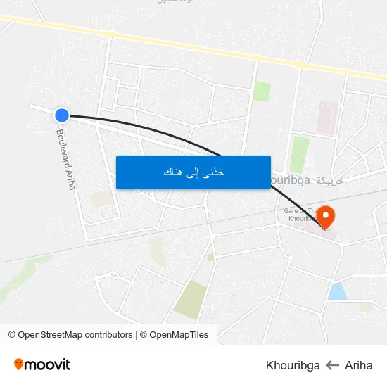 Ariha to Khouribga map