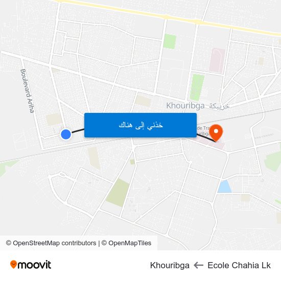 Ecole Chahia Lk to Khouribga map