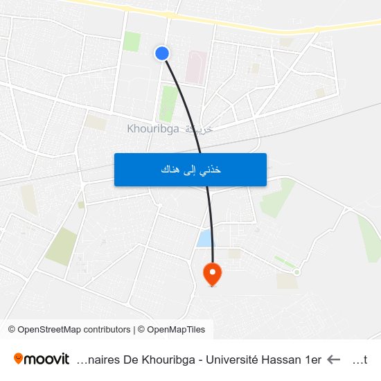Ofppt to Faculté Polydisciplinaires De Khouribga - Université Hassan 1er map