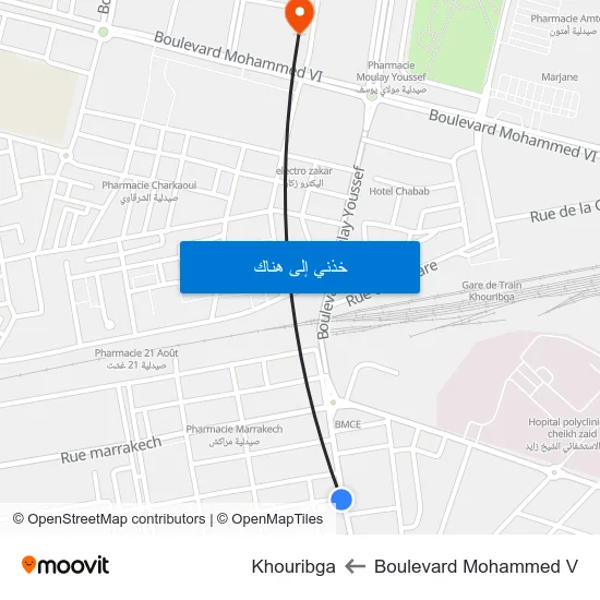Boulevard Mohammed V to Khouribga map