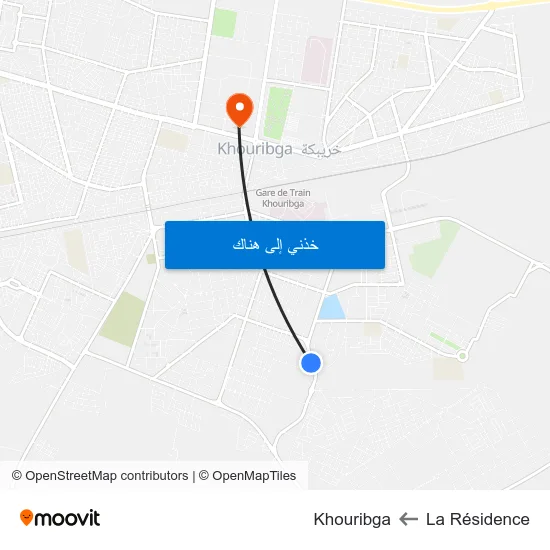 La Résidence to Khouribga map