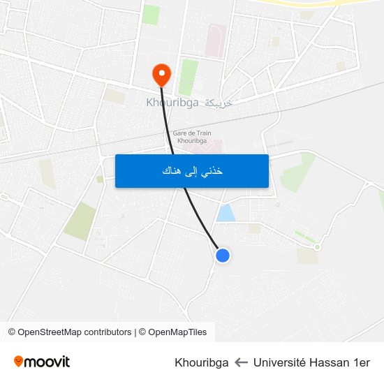 Université Hassan 1er to Khouribga map