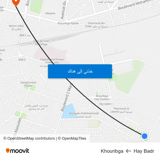 Hay Badr to Khouribga map