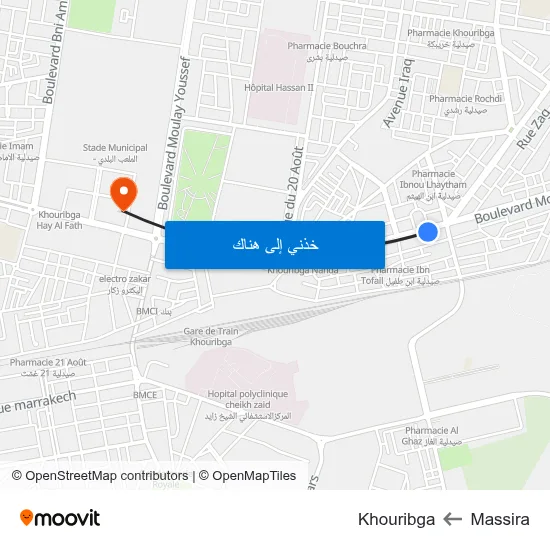 Massira to Khouribga map