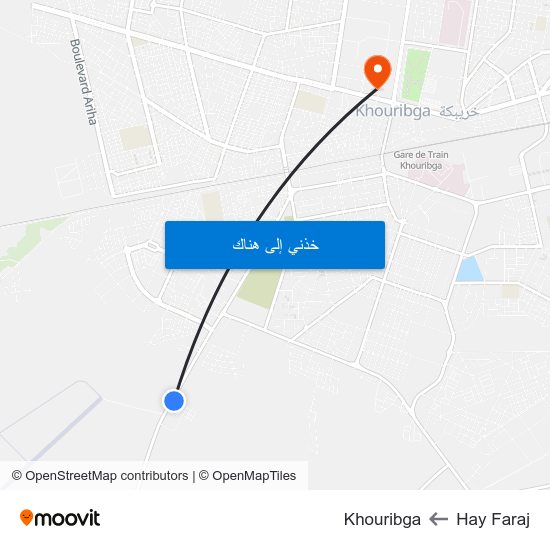 Hay Faraj to Khouribga map