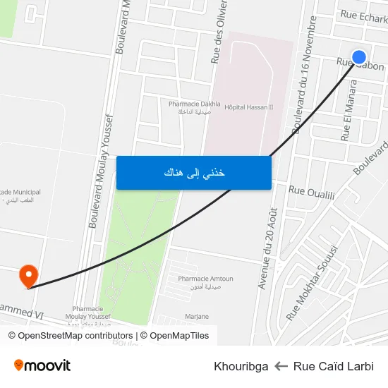 Rue Caïd Larbi to Khouribga map