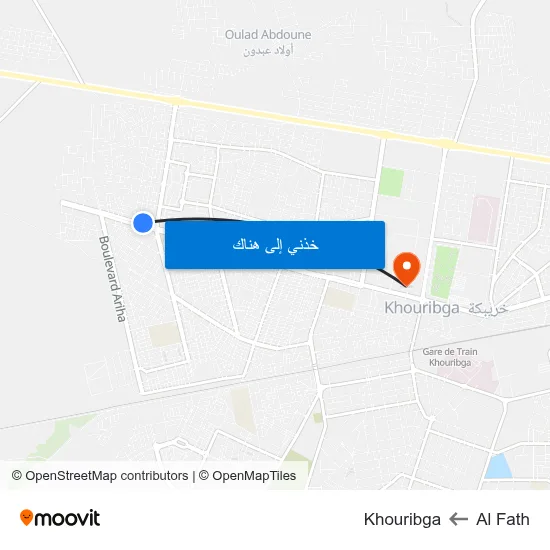 Al Fath to Khouribga map