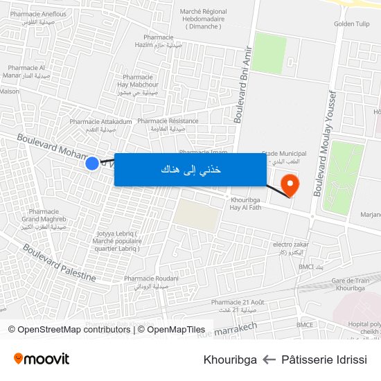 Pâtisserie Idrissi to Khouribga map