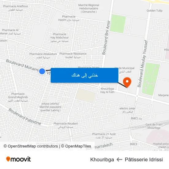 Pâtisserie Idrissi to Khouribga map
