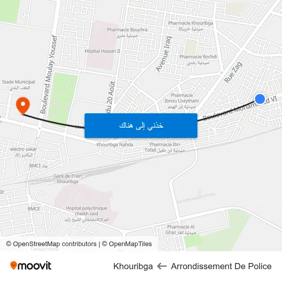 Arrondissement De Police to Khouribga map
