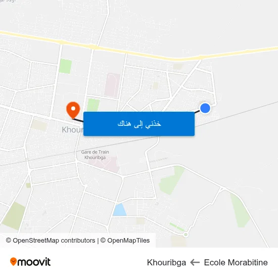 Ecole Morabitine to Khouribga map