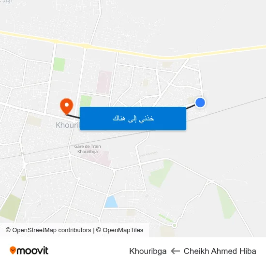 Cheikh Ahmed Hiba to Khouribga map