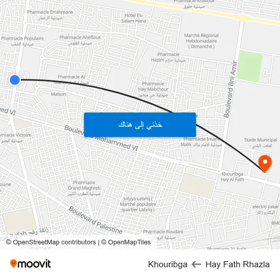 Hay Fath Rhazla to Khouribga map