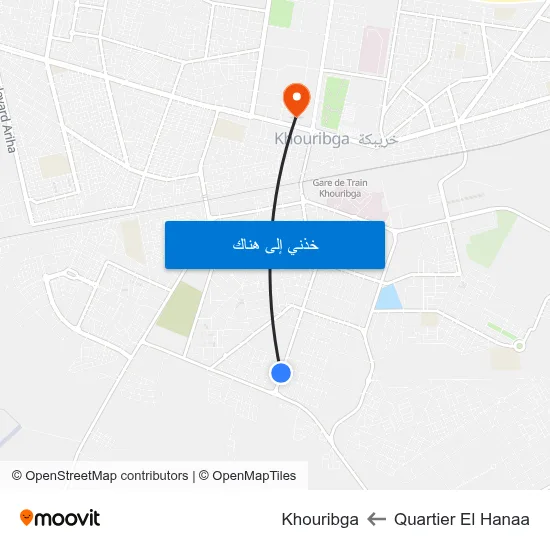 Quartier El Hanaa to Khouribga map