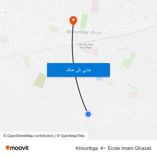 Ecole Imam Ghazali to Khouribga map