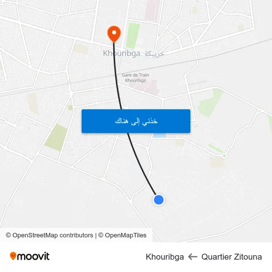 Quartier Zitouna to Khouribga map