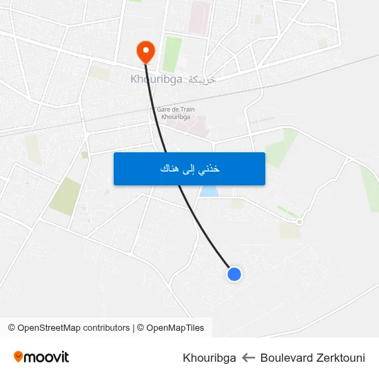 Boulevard Zerktouni to Khouribga map