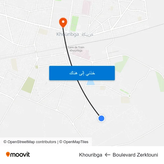 Boulevard Zerktouni to Khouribga map