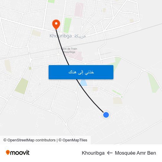 Mosquée Amr Ben to Khouribga map