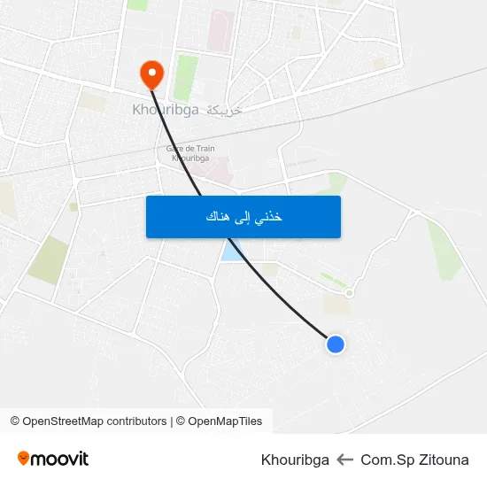 Com.Sp Zitouna to Khouribga map