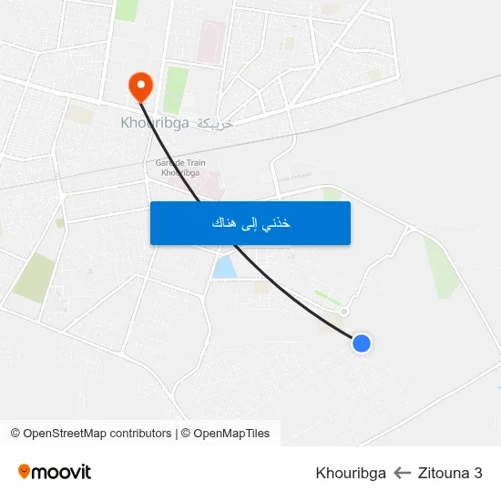 Zitouna 3 to Khouribga map