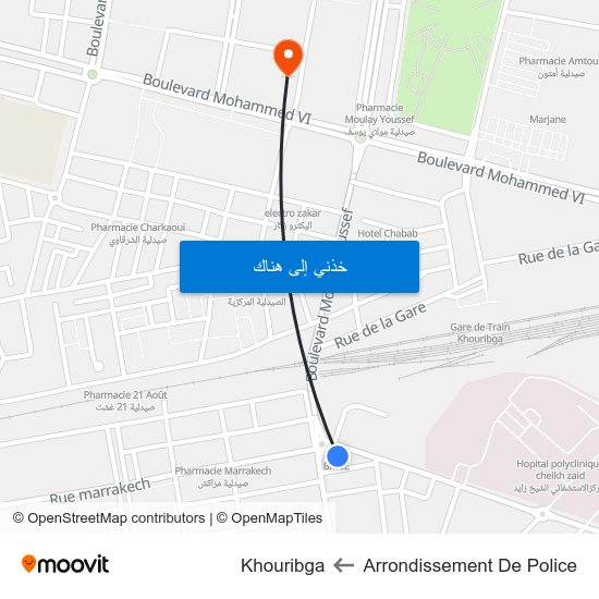 Arrondissement De Police to Khouribga map