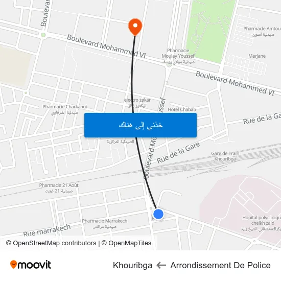 Arrondissement De Police to Khouribga map