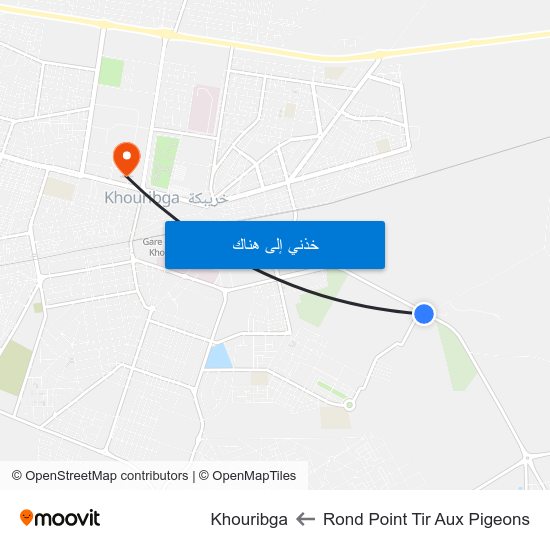 Rond Point Tir Aux Pigeons to Khouribga map